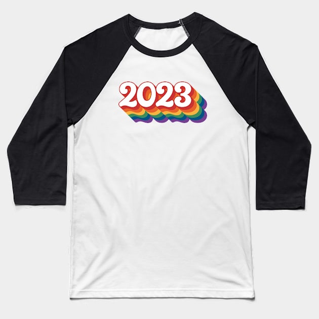 2023 retro rainbow Baseball T-Shirt by RetroDesign